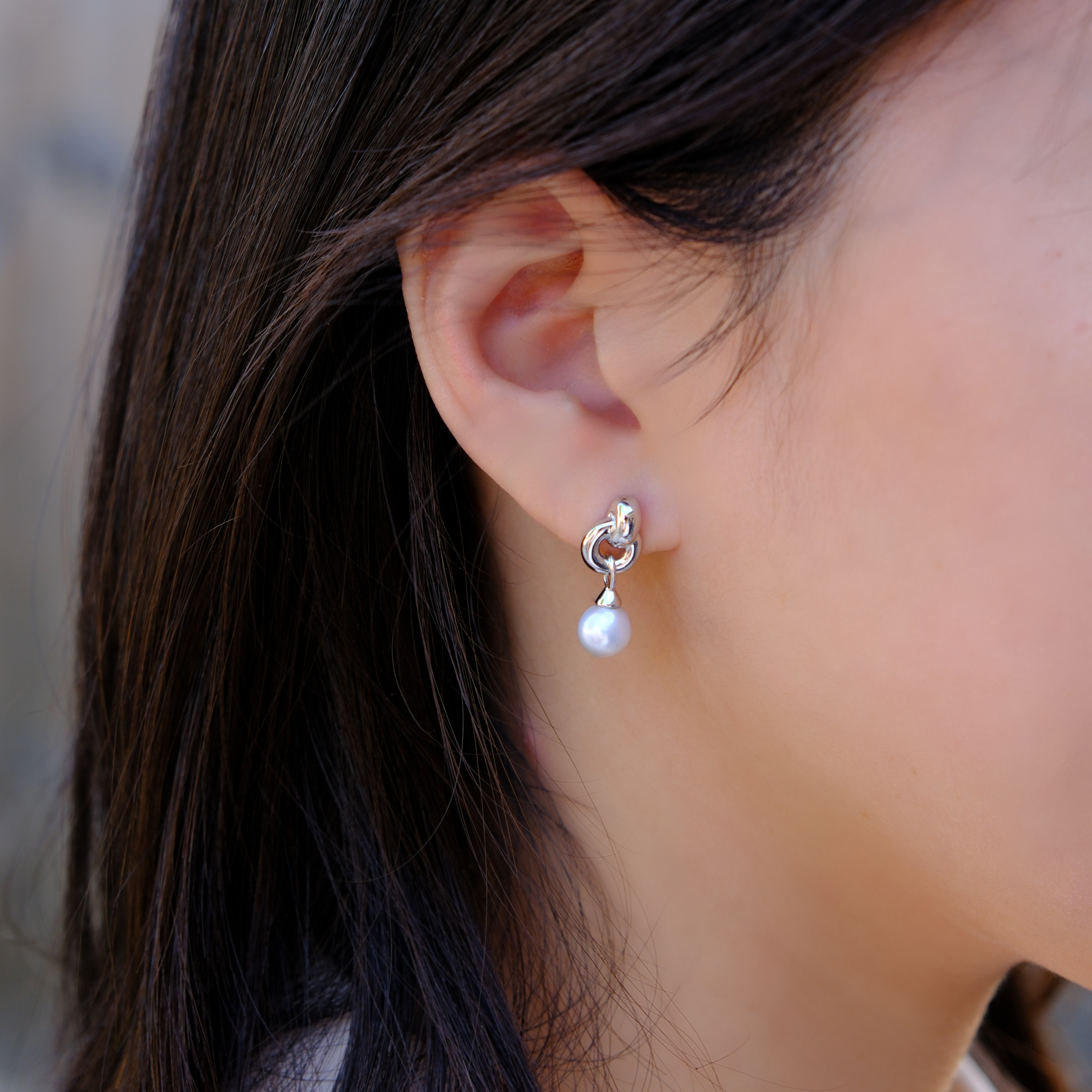 Knot Pearl Drop Earrings
