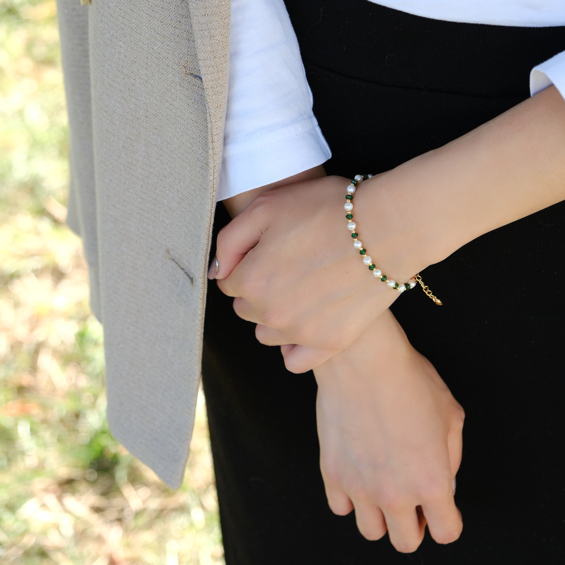 Enamel Pearl Beaded Bracelet